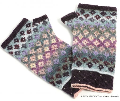 magic loop tricot jacquard mitaines bordure avec insertion de perles