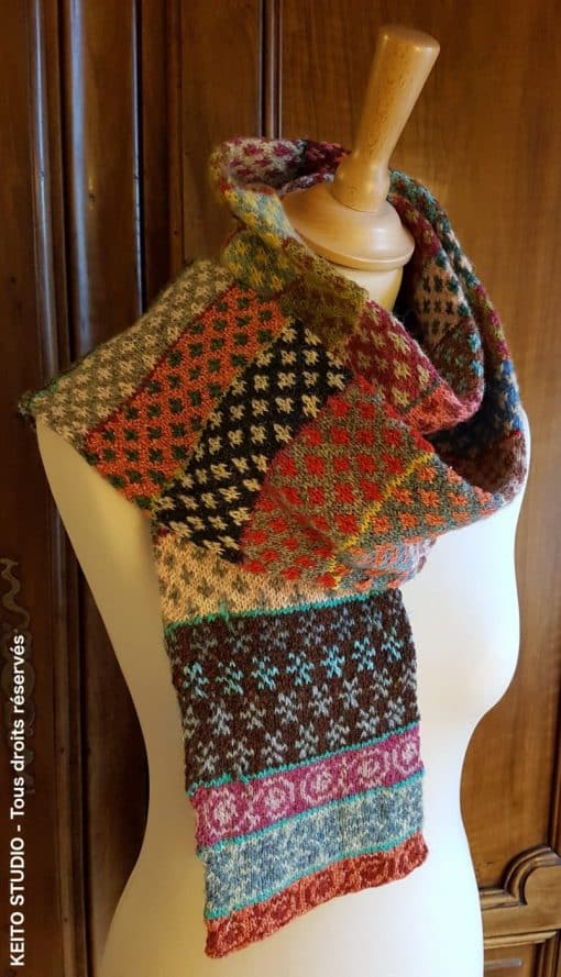 écharpe double jacquard multicolore
