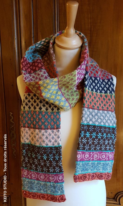 belle écharpe double plus de vingt couleurs petits motifs jacquard Echarpe JAKU de KEITO STUDIO