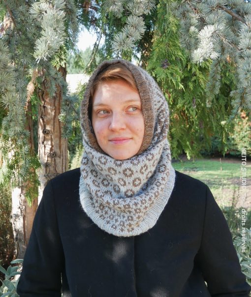 tour de cou capuche en jacquard motifs scandinaves