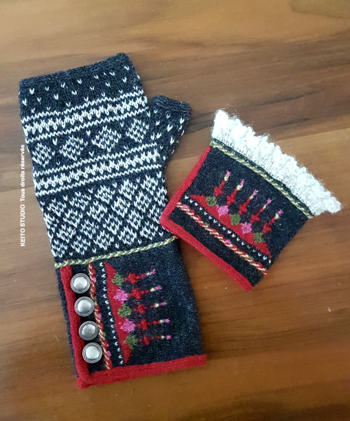mitaines et chauffe-poignets Arvhild en jacquard norvégien