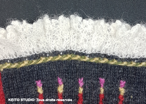 détail de dentelle au tricot pour manchettes norvégiennes