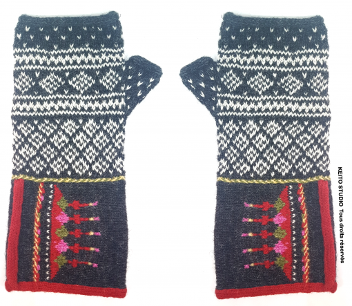 mitaines tricot norvégien avec poignets colorés