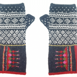 mitaines tricot norvégien avec poignets colorés